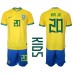 Cheap Brazil Vinicius Junior #20 Home Football Kit Children World Cup 2022 Short Sleeve (+ pants)